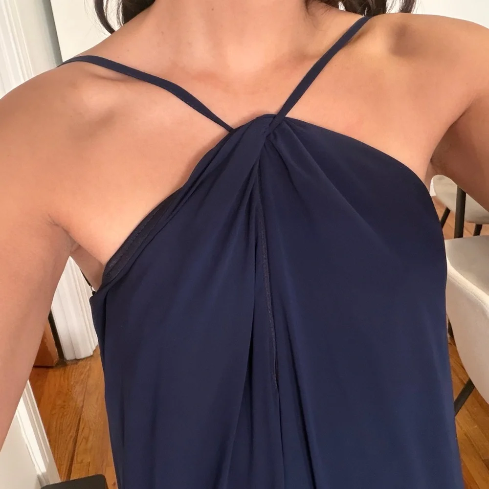 Elegant Navy Blue Halter Maxi Dress Brazilian Brand - Picture 3 of 4